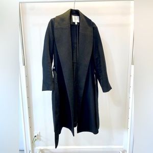 Cuyana Long Wool Wrap Coat in Black